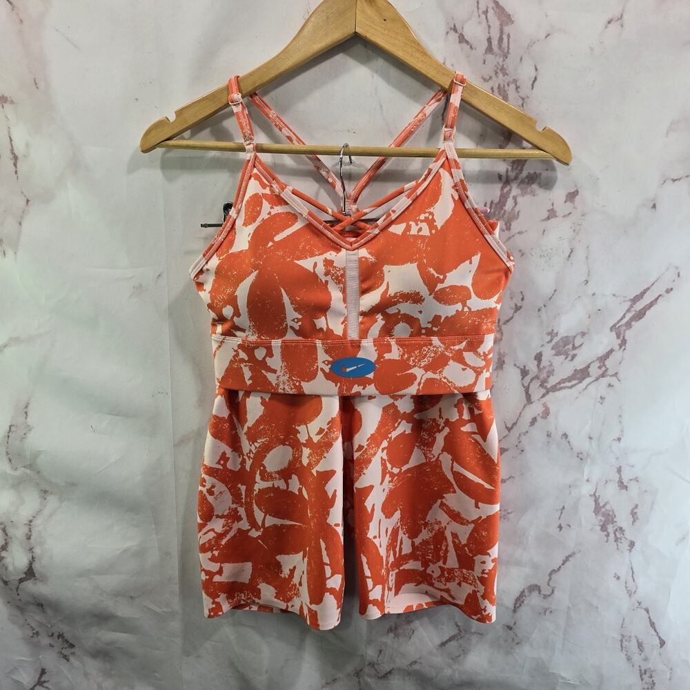 Nike Bra Shorts Womens Medium Orange Bike High Rise Set Indy Icon Clash One Luxe